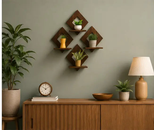 Wooden Square Wall Hanging Set of 4