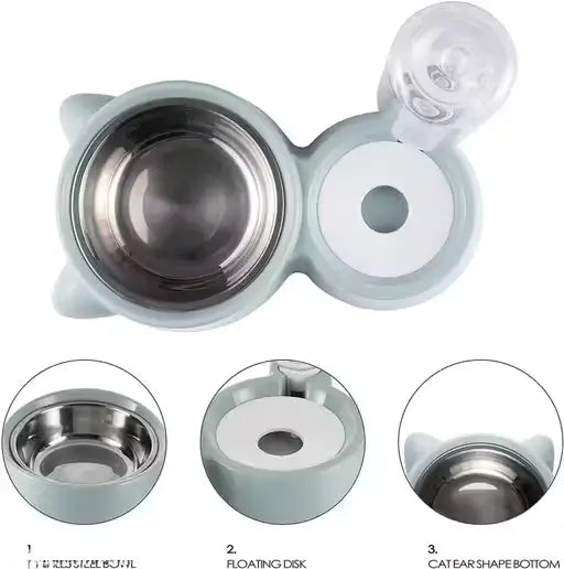 2 in 1 Automatic Pet Feeder Bowl with Water Dispenser Bottle