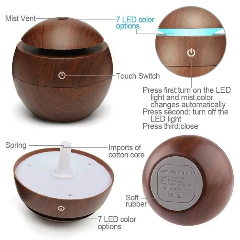 Wooden Cool Mist Humidifier Essential Oil Diffuser