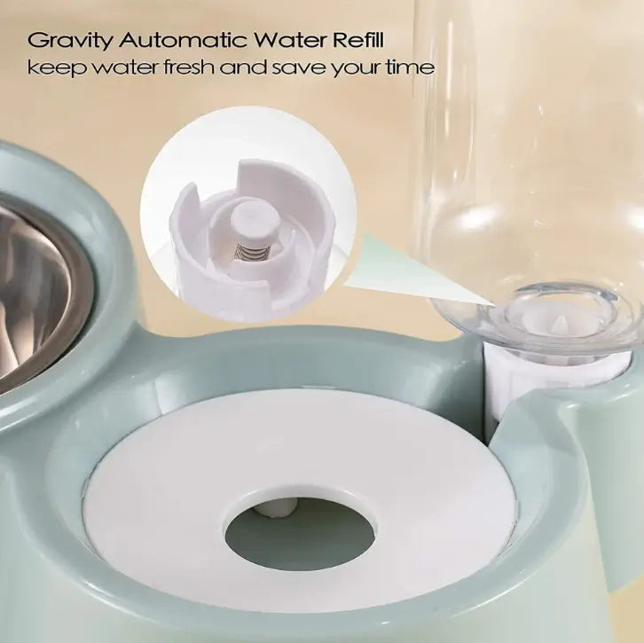 2 in 1 Automatic Pet Feeder Bowl with Water Dispenser Bottle