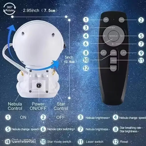 Astronaut Galaxy Projector Night Light 360 Degree Rotating