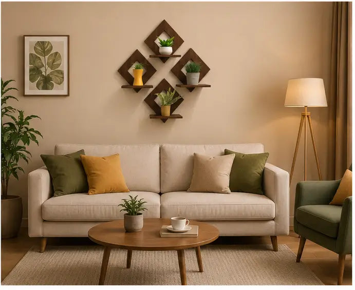 Wooden Square Wall Hanging Set of 4