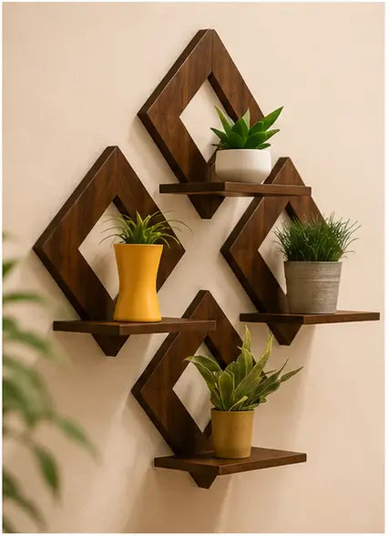 Wooden Square Wall Hanging Set of 4