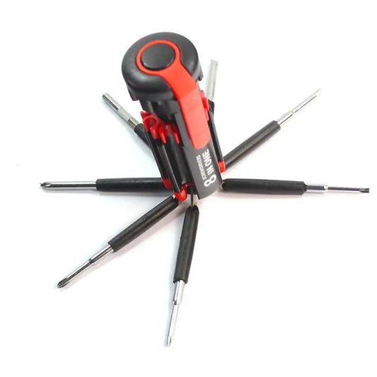 8-in-1 Multi-Tool Screwdriver with LED Flashlight Compact and Portable