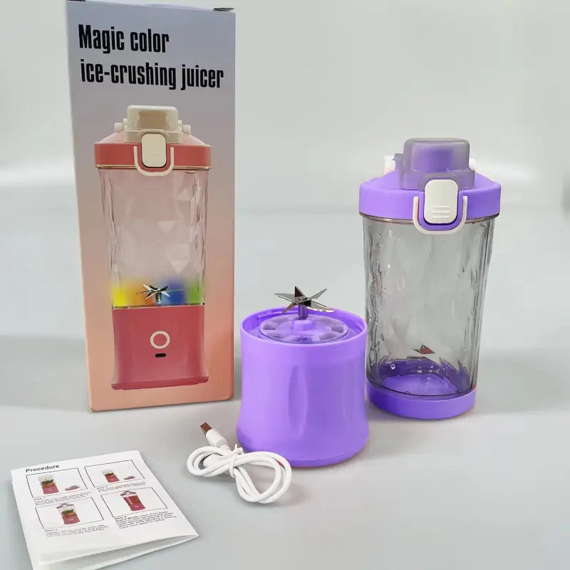 Eletric Crusher Juicer With Multicolor Light, 8 Blades