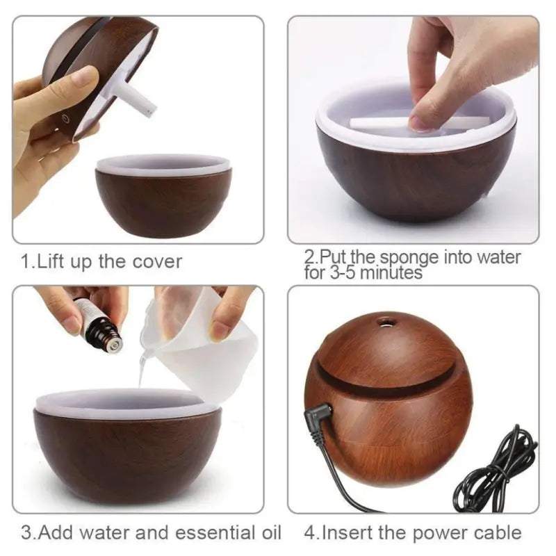 Wooden Cool Mist Humidifier Essential Oil Diffuser