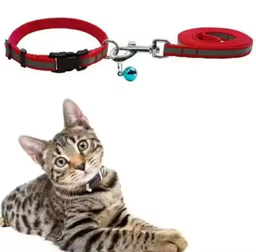 Reflective Nylon Pet Collar and Leash Set – Red