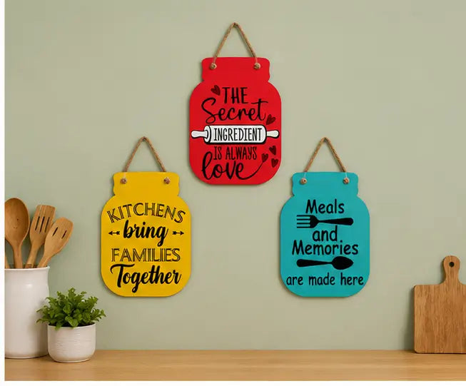Wooden Kitchen Wall Hanging Decor Set of 3