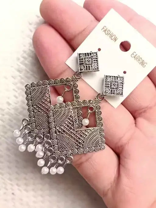 Combo of 4 Pair Oxidised Silver Jhumki & Hoop Earrings