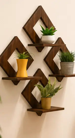 Wooden Square Wall Hanging Set of 4