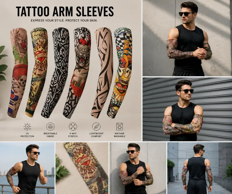 Fake Tattoo Printed Arm Sleeves (6 Pairs)
