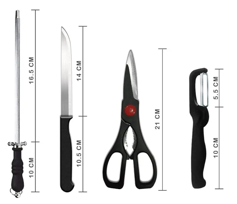 8 Piece Stainless Steel Kitchen Knife Set with Scissor, Peeler & Sharpener