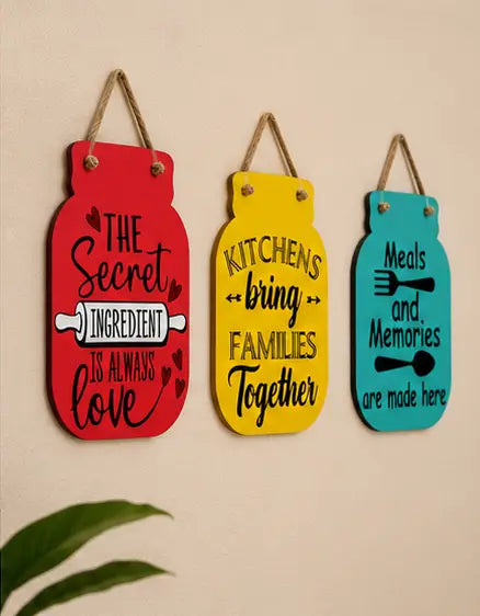 Wooden Kitchen Wall Hanging Decor Set of 3