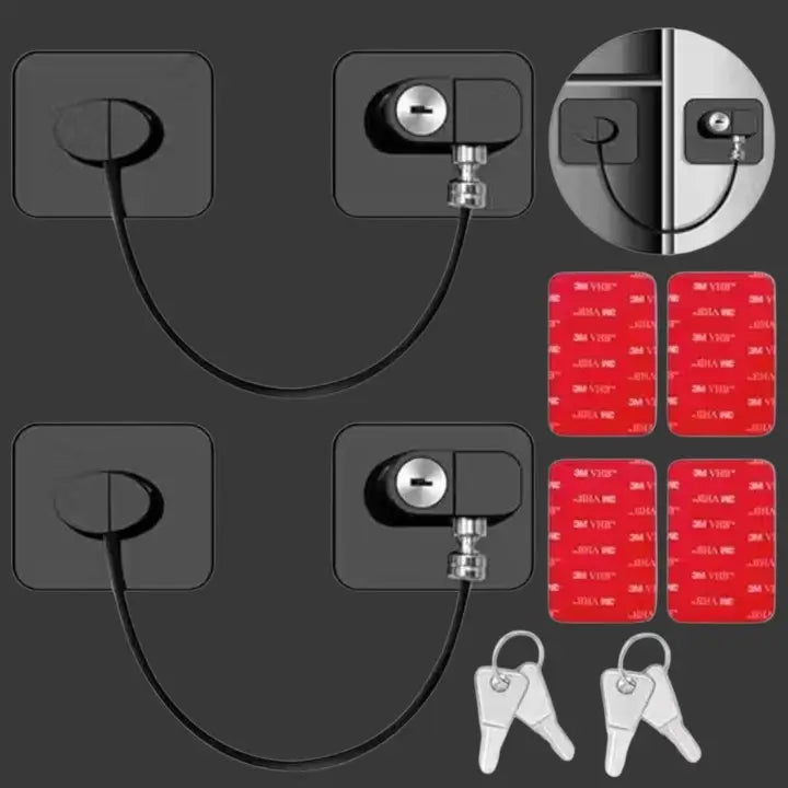 2 Pack Child Safety Cabinet & Fridge Locks with Keys