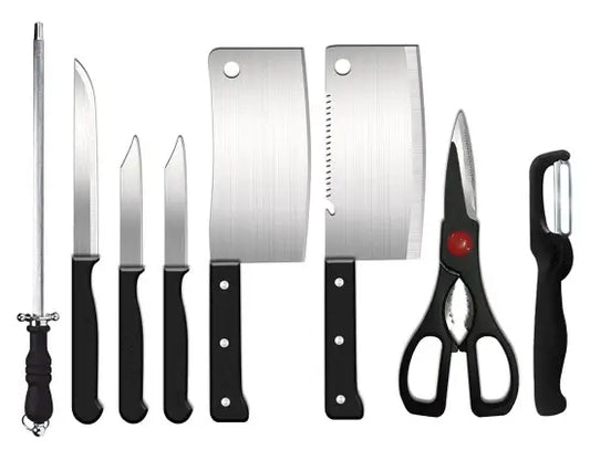 8 Piece Stainless Steel Kitchen Knife Set with Scissor, Peeler & Sharpener