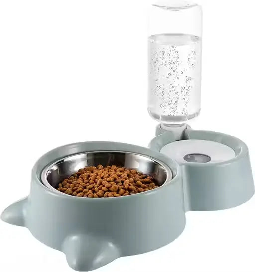2 in 1 Automatic Pet Feeder Bowl with Water Dispenser Bottle