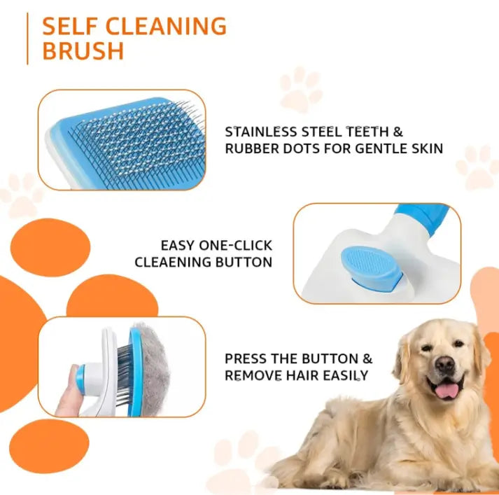 Self-Cleaning Slicker Brush for Dogs and Cats