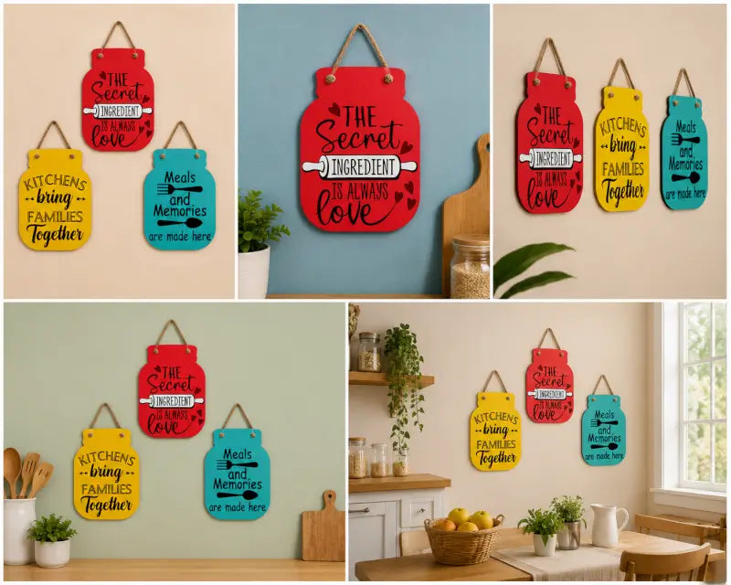Wooden Kitchen Wall Hanging Decor Set of 3