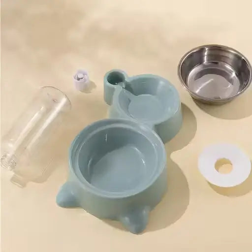 2 in 1 Automatic Pet Feeder Bowl with Water Dispenser Bottle