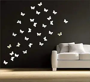 Plouf 35 Butterfly Silver Acrylic Mirror Wall Sticker