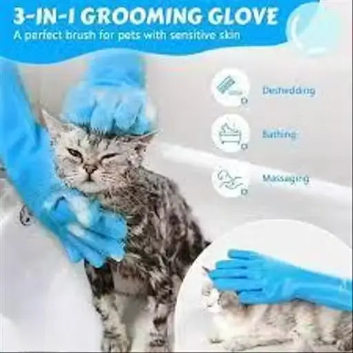 Silicone Pet Grooming Bath Glove for Dogs and Cats Hair Removal Scrubber
