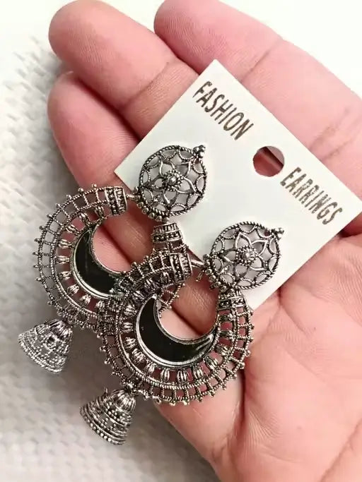 Combo of 4 Pair Oxidised Silver Jhumki & Hoop Earrings